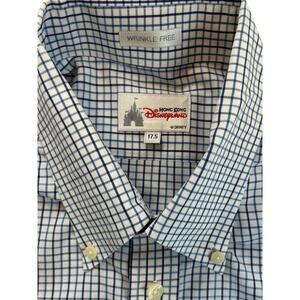 Disney Parks Hong Kong Disneyland Men Wrinkle Free Button Down Shirt 17.5 35